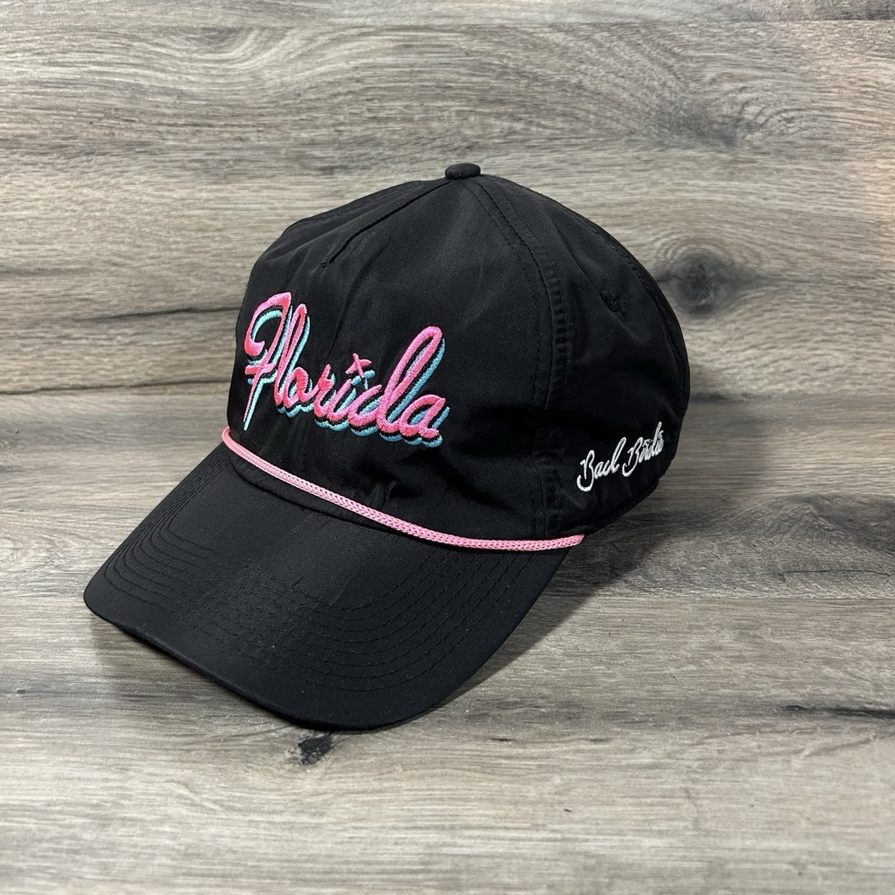 Bad Birdie Men's Florida Rope Golf Hat Adjustable Pink/Black CAP Nwot